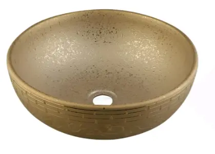 [CTB-P12278-41X41X15-GLD] حوض فوق الشايش ذهبي مدور 41*41*15 اوفينو