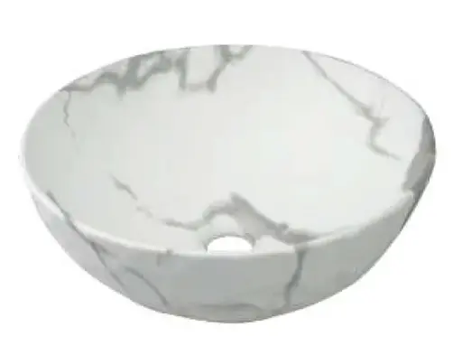 [CTB-P12286-40X40X12-WH] حوض فوق الطاولة ابيض موشح 40*40*12