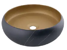 [CTB-P12359-40X40X12-GLD] حوض فوق الطاولة مدور اسود موشح ذهبي 40*40*12